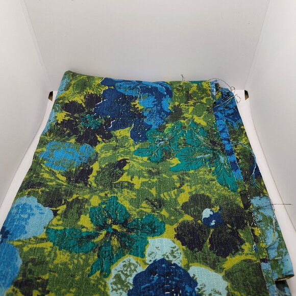 Blue floral barkcloth - Picture 3 of 3